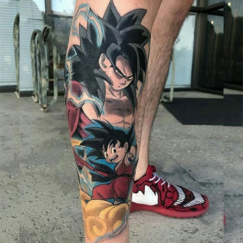 goku black tattoo on leg